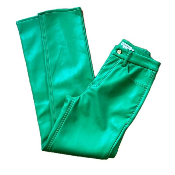 Good American Faux Leather Straight Leg Jeans Pants Green Size 27 - Picture 3 of 7